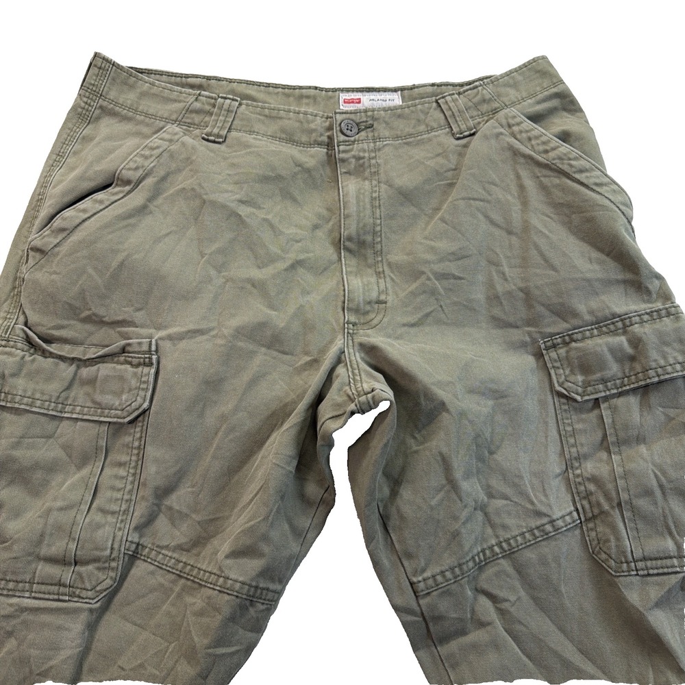 Wrangler Mens Cargo Pants Green Size 36x30 Relaxed Fit 100% Cotton